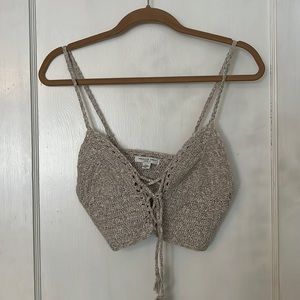 Beige Crochet Cropped Top